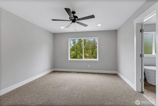 17318 74th Avenue Ct E, Puyallup, WA 98375 - empty room with carpet floors, ceiling fan, baseboards, and recessed lighting