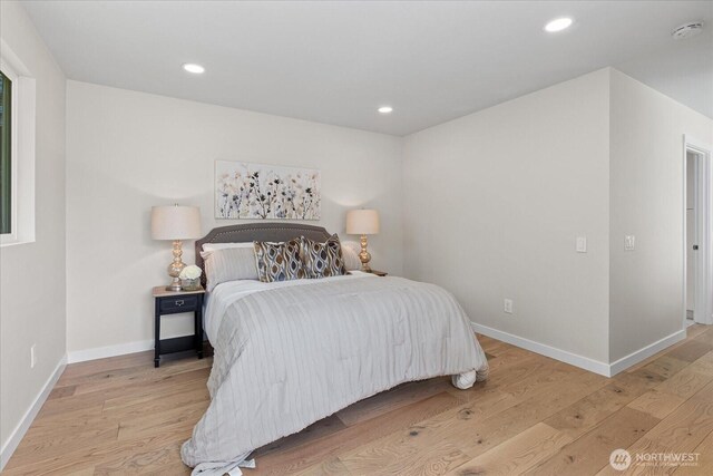 1825 112th Ave NE, Bellevue, WA 98004 - bedroom with recessed lighting, light wood-style flooring, and baseboards
