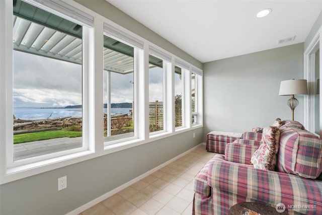 858 Livingston Bay Shore Dr, Camano Island, WA 98282 - sunroom with tile patterned floors, recessed lighting, baseboards, and visible vents