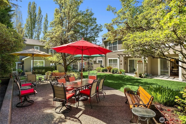 view of patio featuring outdoor dining area