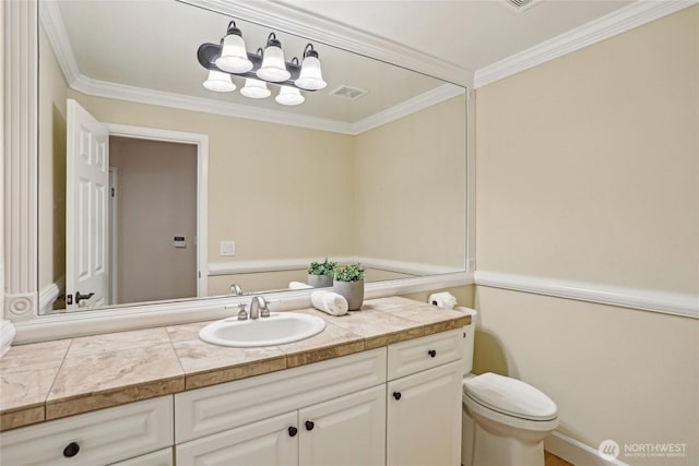2070 277th Ave SE, Sammamish, WA 98075 - half bathroom with toilet, vanity, and crown molding
