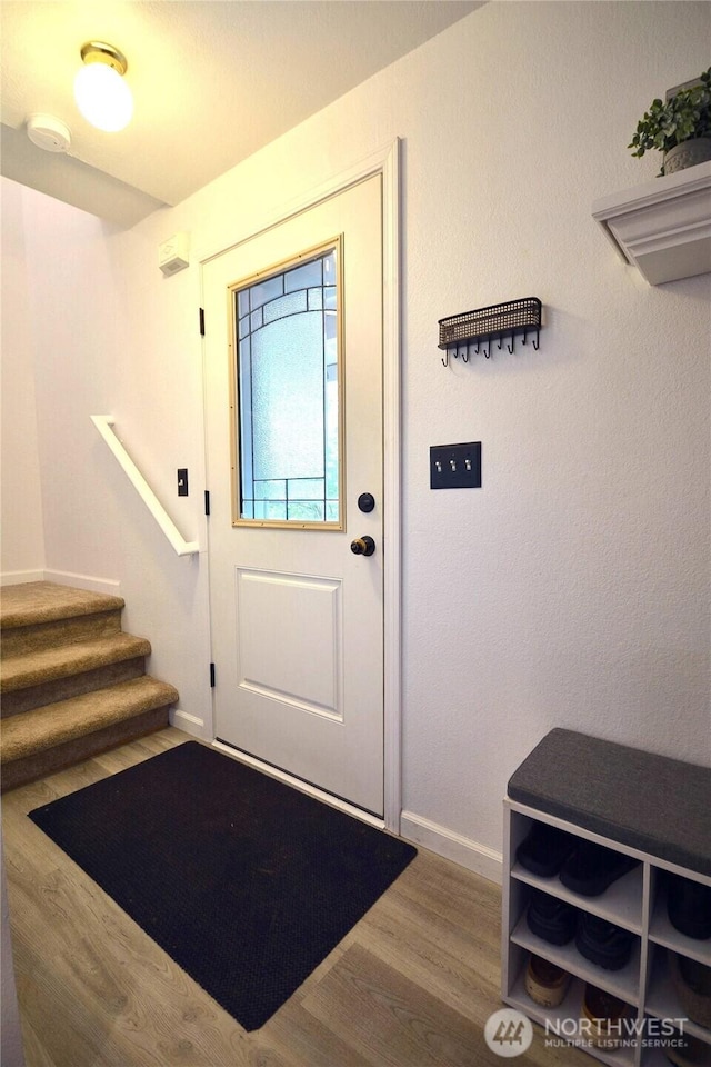 21901 N Clearlake Blvd SE, Yelm, WA 98597 - entrance foyer with wood finished floors, baseboards, and stairway