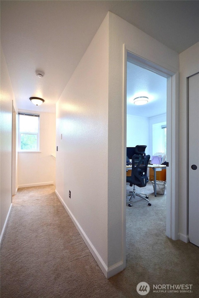 21901 N Clearlake Blvd SE, Yelm, WA 98597 - hall featuring carpet flooring, a desk, and baseboards