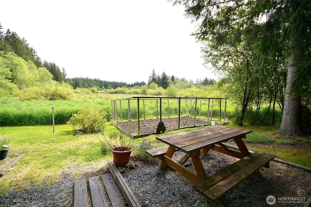 21901 N Clearlake Blvd SE, Yelm, WA 98597 - view of home's community featuring a garden, a yard, and a view of trees