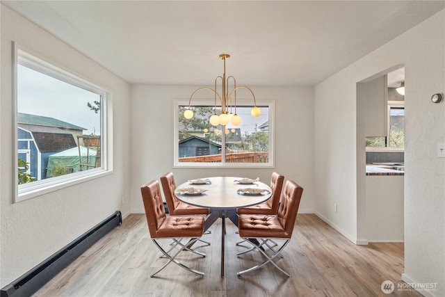 1309 W 5th St, Aberdeen, WA 98520 - dining space featuring wood finished floors, plenty of natural light, and baseboard heating
