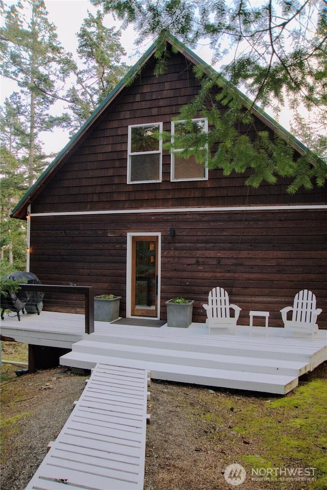 863 Chinook Way, Anacortes, WA 98221 - rear view of house featuring a wooden deck