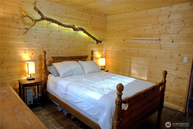863 Chinook Way, Anacortes, WA 98221 - bedroom with wood walls and wooden ceiling