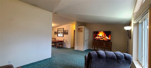 136 Mule Dr, Glenoma, WA 98336 - carpeted living room with lofted ceiling