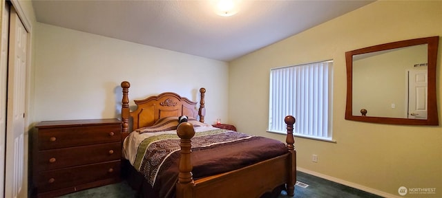 136 Mule Dr, Glenoma, WA 98336 - carpeted bedroom with baseboards and lofted ceiling