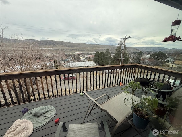 deck featuring a mountain view