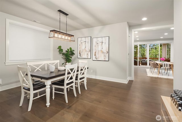 1497 Elk Run Pl SE, North Bend, WA 98045 - dining space with baseboards, recessed lighting, and dark wood-style flooring