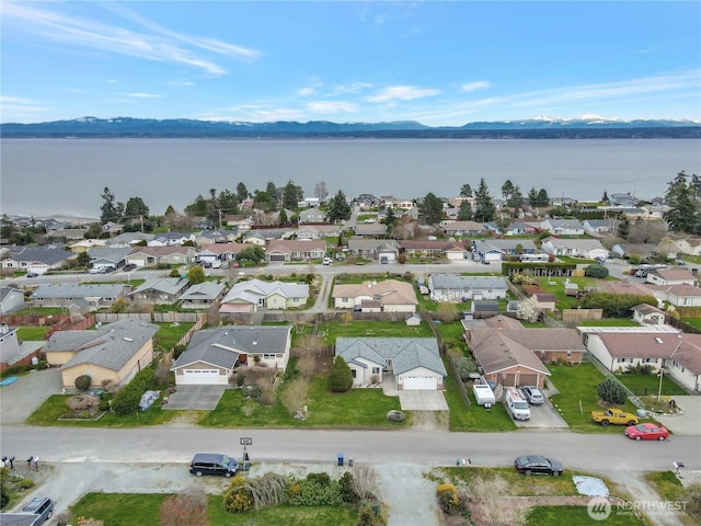 1529 Thompson Dr, Camano Island, WA 98282 - aerial view with a residential view and a water and mountain view