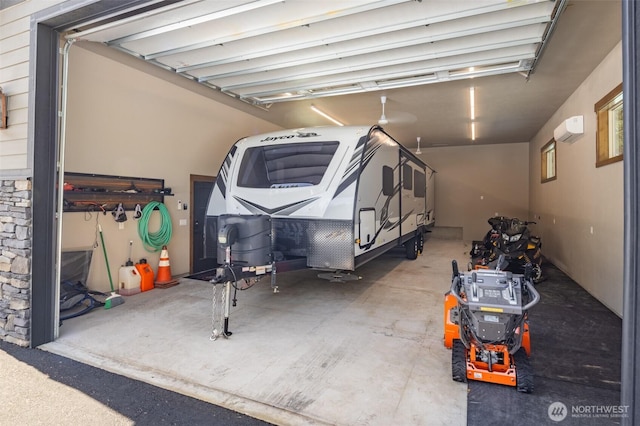 garage with a wall unit AC