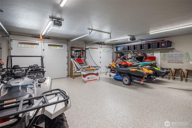 garage with a garage door opener