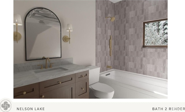 581 Wanawish Loop, Cle Elum, WA 98922 - full bathroom with toilet, vanity, and bathtub / shower combination