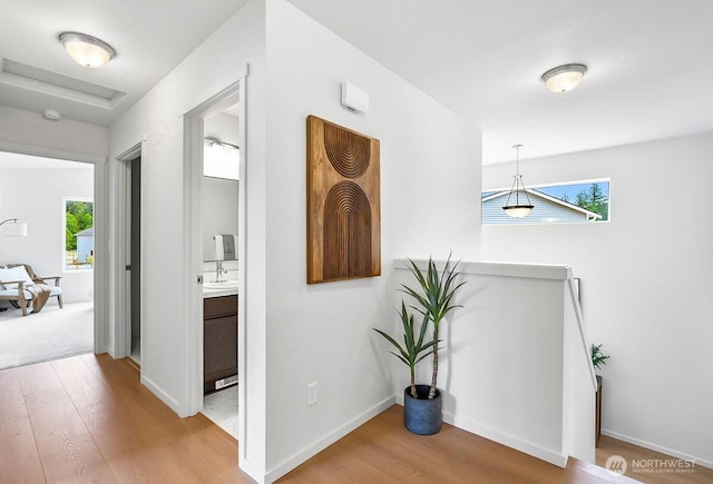 1512 Alder Ln, Gold Bar, WA 98251 - hall with wood finished floors and an upstairs landing