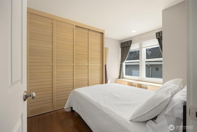 17884 S Angeline Ave NE, Suquamish, WA 98392 - bedroom with a closet, dark wood finished floors, and recessed lighting