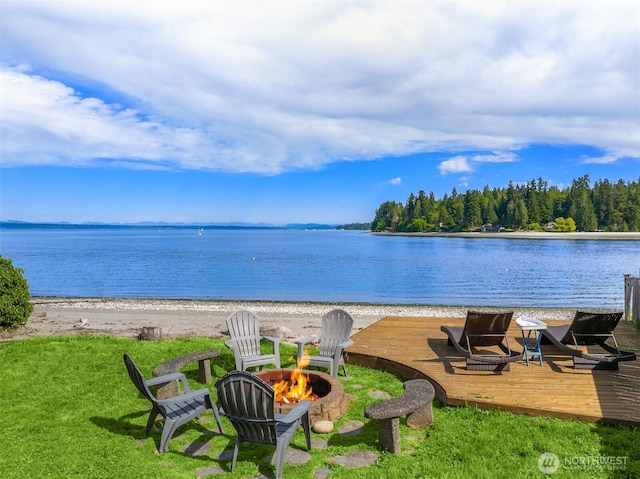 17884 S Angeline Ave NE, Suquamish, WA 98392 - water view featuring a fire pit