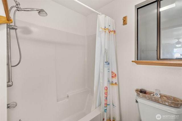 1412 Storm King Ave, Ocean Shores, WA 98569 - bathroom featuring shower / bath combo and toilet
