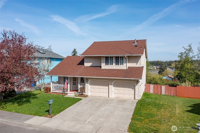 1442 SW Ponsteen Dr, Oak Harbor, WA 98277 - view of front of house featuring covered porch, driveway, a garage, and roof with shingles