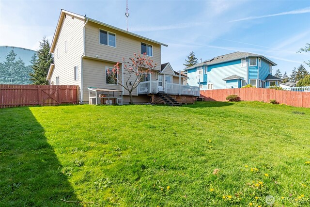 1442 SW Ponsteen Dr, Oak Harbor, WA 98277 - back of property featuring a wooden deck