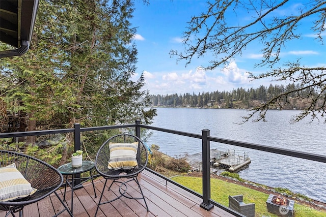 deck with a water view
