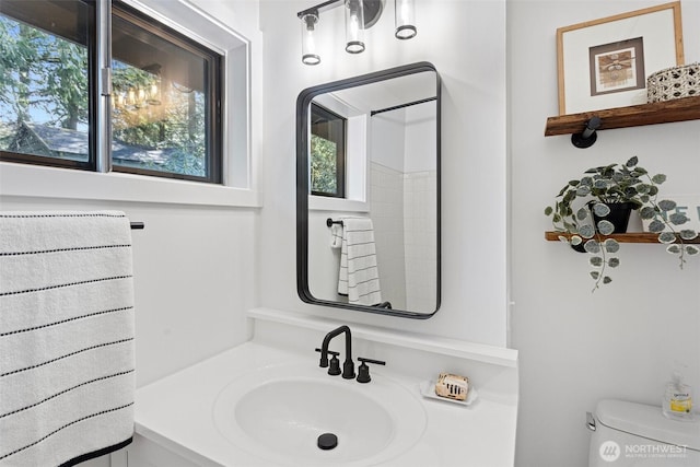 bathroom featuring toilet and vanity