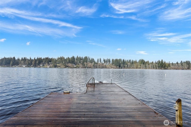 view of dock featuring a water view