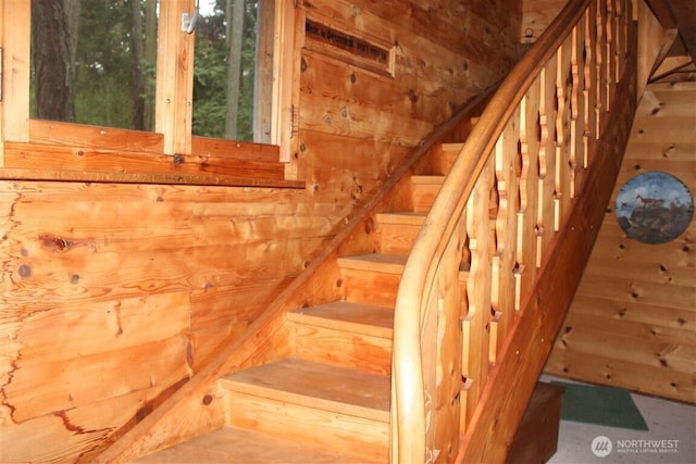23 Brown Is, Brown Island, WA 98250 - stairway featuring wood walls