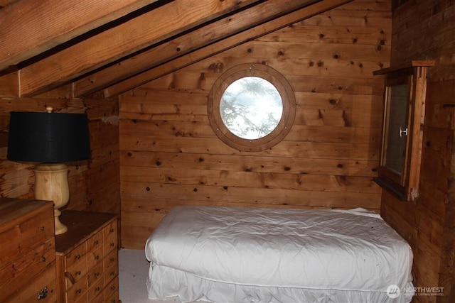 23 Brown Is, Brown Island, WA 98250 - bedroom with wood walls and vaulted ceiling
