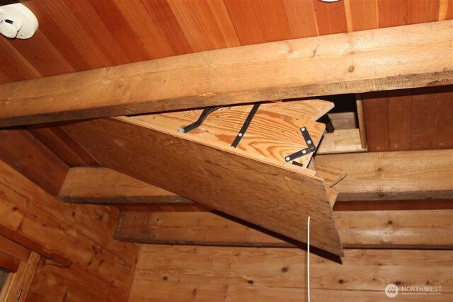 23 Brown Is, Brown Island, WA 98250 - detailed view of wooden ceiling with exposed beams