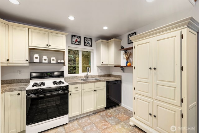22789 S Kingston Rd NE, Kingston, WA 98346 - kitchen with a sink, range with gas cooktop, open shelves, and dishwasher
