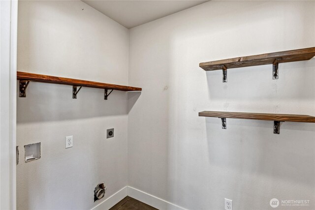 3108 Rock St, Malaga, WA 98828 - laundry room featuring electric dryer hookup, washer hookup, and baseboards