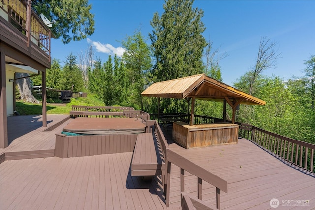 wooden deck with a gazebo