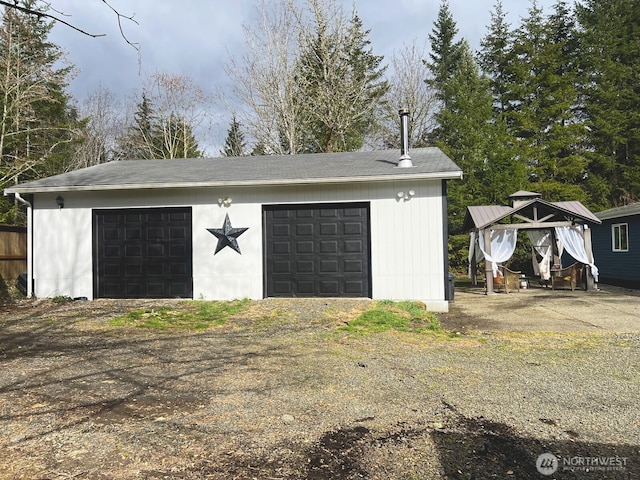 view of detached garage