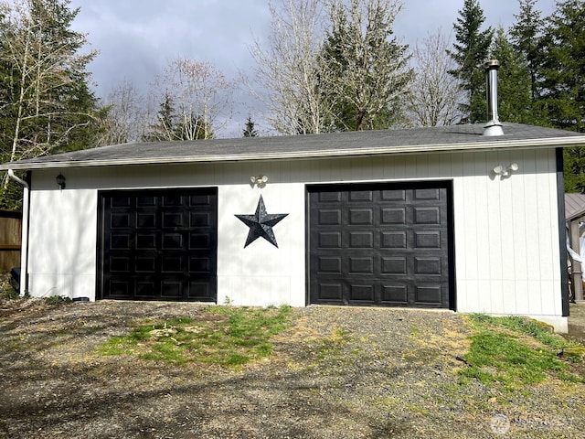 view of detached garage