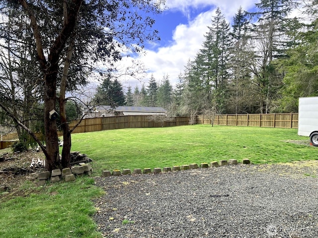 view of yard featuring a fenced backyard