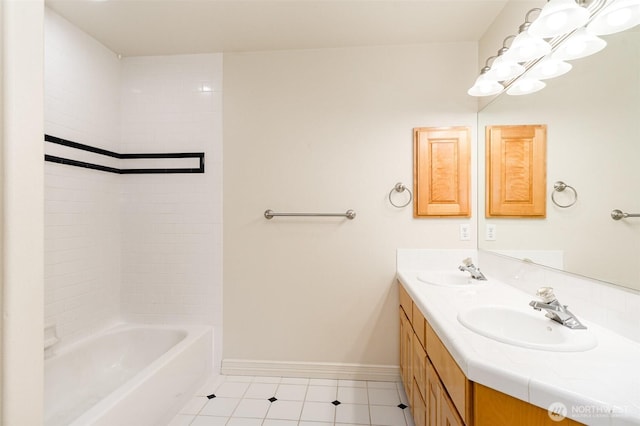 15832 SE 45th St, Bellevue, WA 98006 - full bath with baseboards, tile patterned floors, a sink, and double vanity