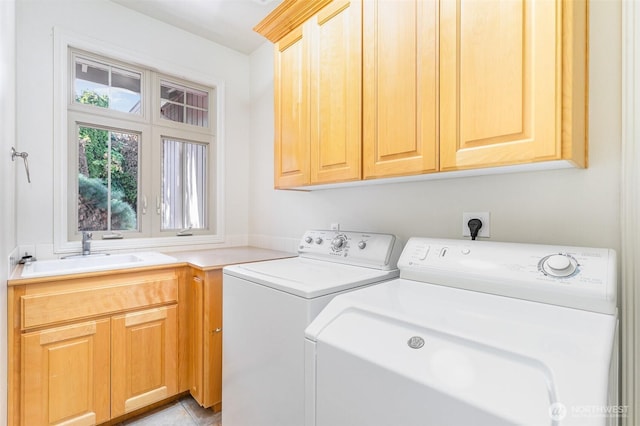 15832 SE 45th St, Bellevue, WA 98006 - clothes washing area featuring cabinet space, a sink, and independent washer and dryer