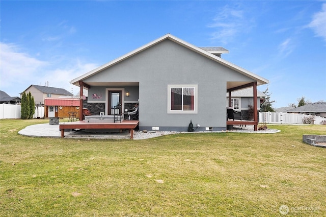 3609 Lakeshore Dr, Moses Lake, WA 98837 - back of house with a wooden deck, crawl space, and stucco siding