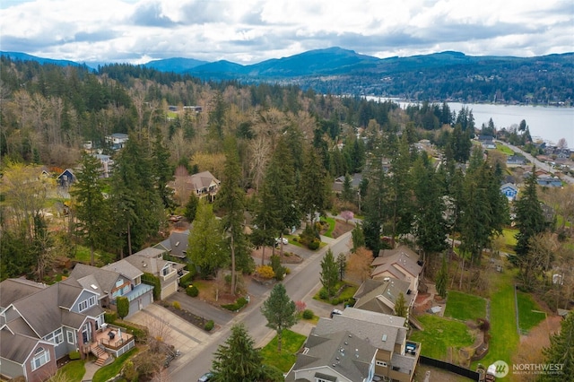 2932 Huntington St, Bellingham, WA 98226 - drone / aerial view with a wooded view, a residential view, and a water and mountain view