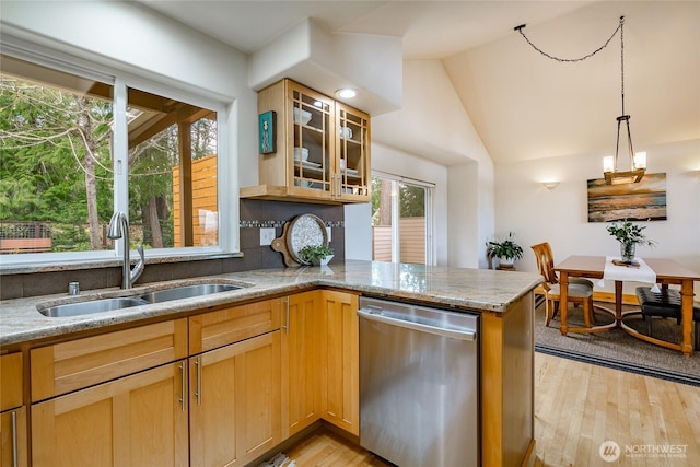 2932 Huntington St, Bellingham, WA 98226 - kitchen with a sink, stainless steel dishwasher, plenty of natural light, and light wood-style floors