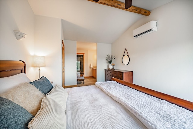 2932 Huntington St, Bellingham, WA 98226 - bedroom with a wall unit AC, baseboards, and vaulted ceiling with beams