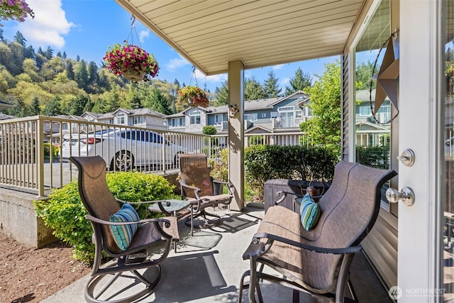 view of patio / terrace featuring a residential view