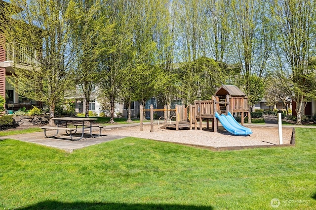 communal playground with a yard