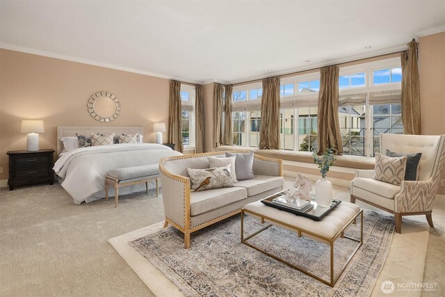 463 39th Ave E, Seattle, WA 98112 - bedroom featuring baseboards, carpet, and ornamental molding