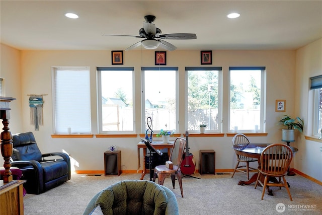 230 Choice Loop, Sequim, WA 98382 - living area with recessed lighting, carpet, and ceiling fan