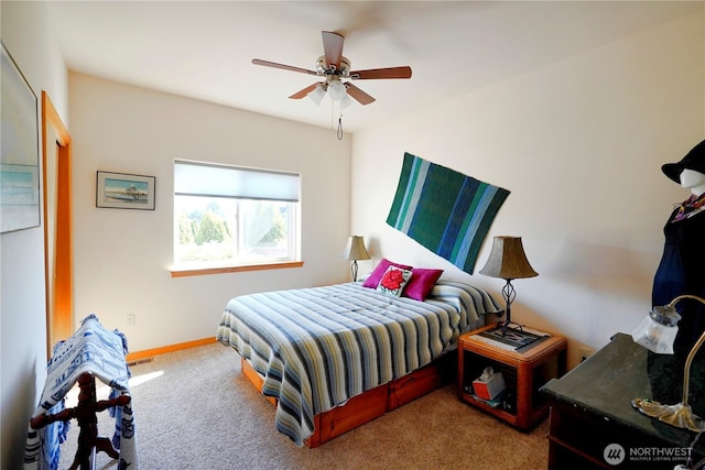 230 Choice Loop, Sequim, WA 98382 - bedroom with carpet flooring, a ceiling fan, and baseboards