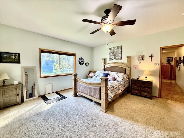 bedroom with carpet floors and ceiling fan