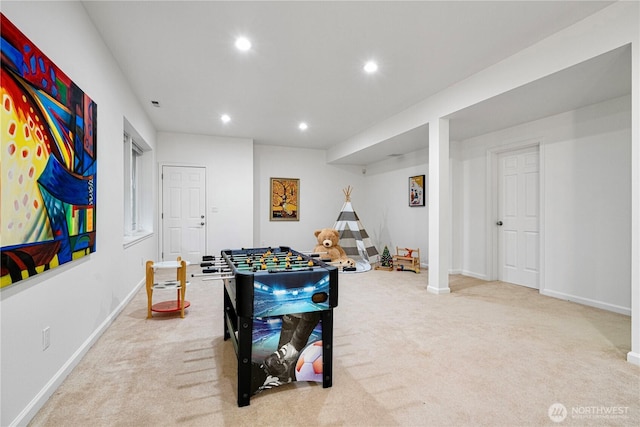 17955 SE 60th St, Bellevue, WA 98006 - recreation room with baseboards, carpet flooring, and recessed lighting